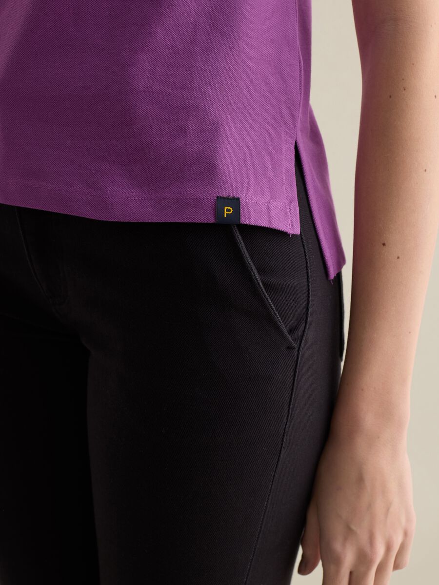 Purple short-sleeved polo shirt in piquet_2