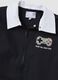 Black school apron with gaming print and white collar for boys_2