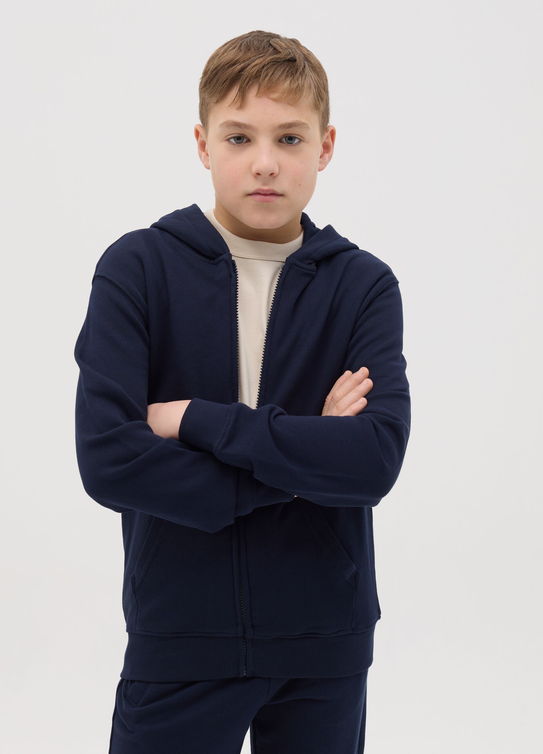 French terry full-zip hoodie