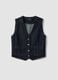 Blue pure cotton denim waistcoat with buttons, regular fit_4