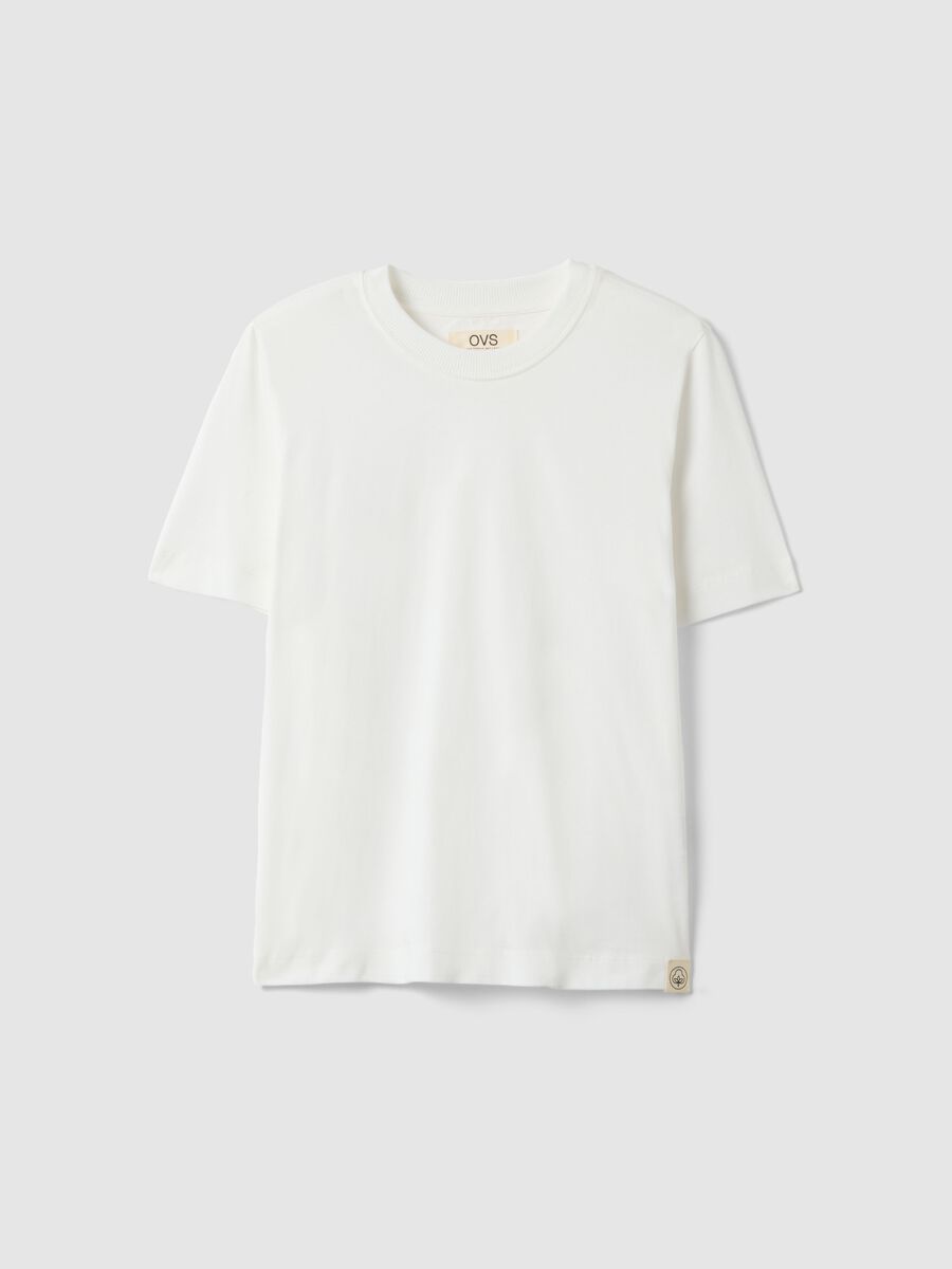 T-shirt bianca girocollo in puro cotone italiano regular fit_4