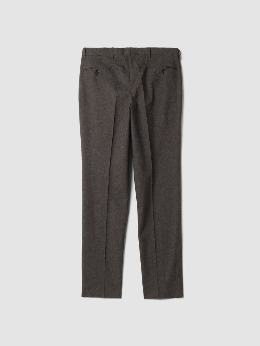Pantaloni formali marroni in cotone elasticizzato slim fit_2