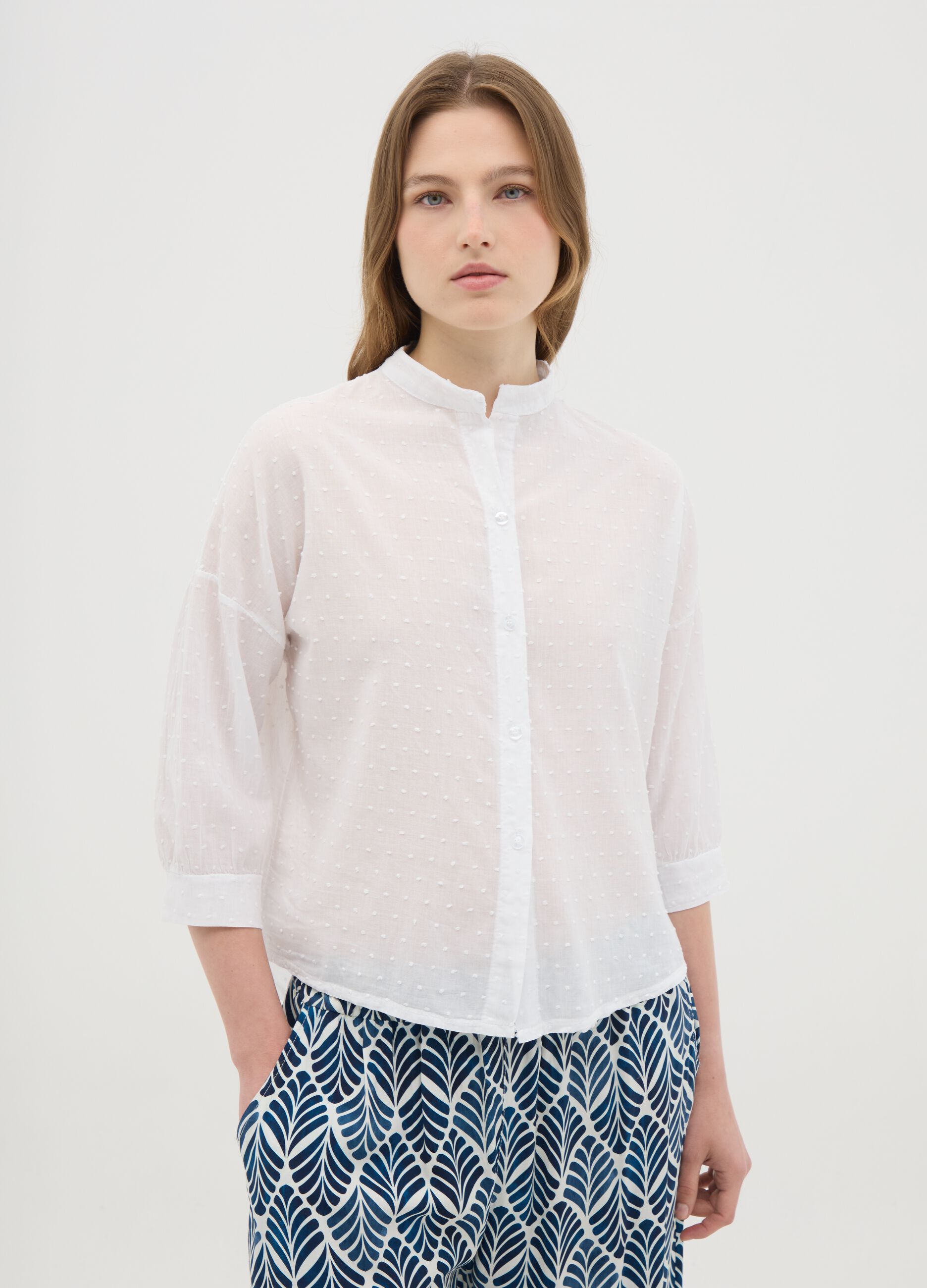 Women's white regular fit pure cotton shirt