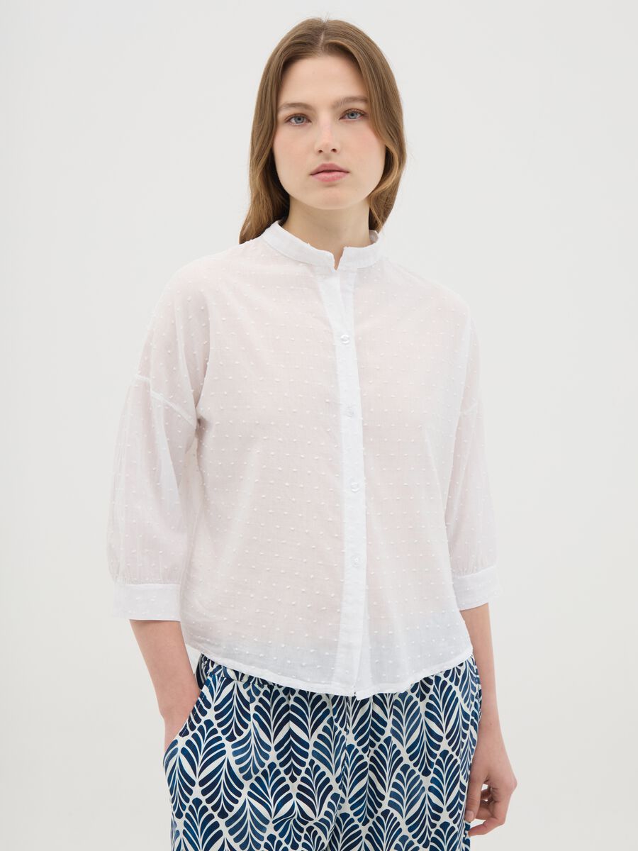 Women's white regular fit pure cotton shirt_0