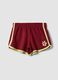 Red pure cotton shorts with elasticated waist, regular fit_4