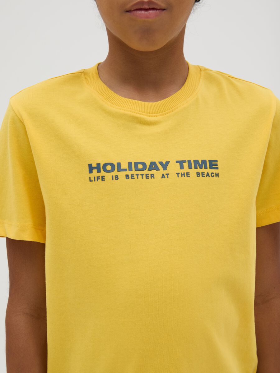 T-shirt da ragazzo in puro cotone gialla regular fit_2