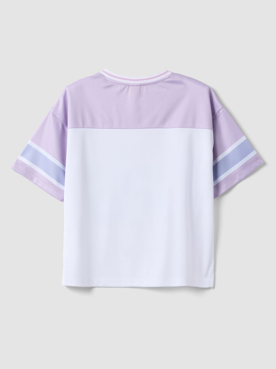 T-shirt in puro cotone multicolor da ragazza boxy fit con Stitch_1