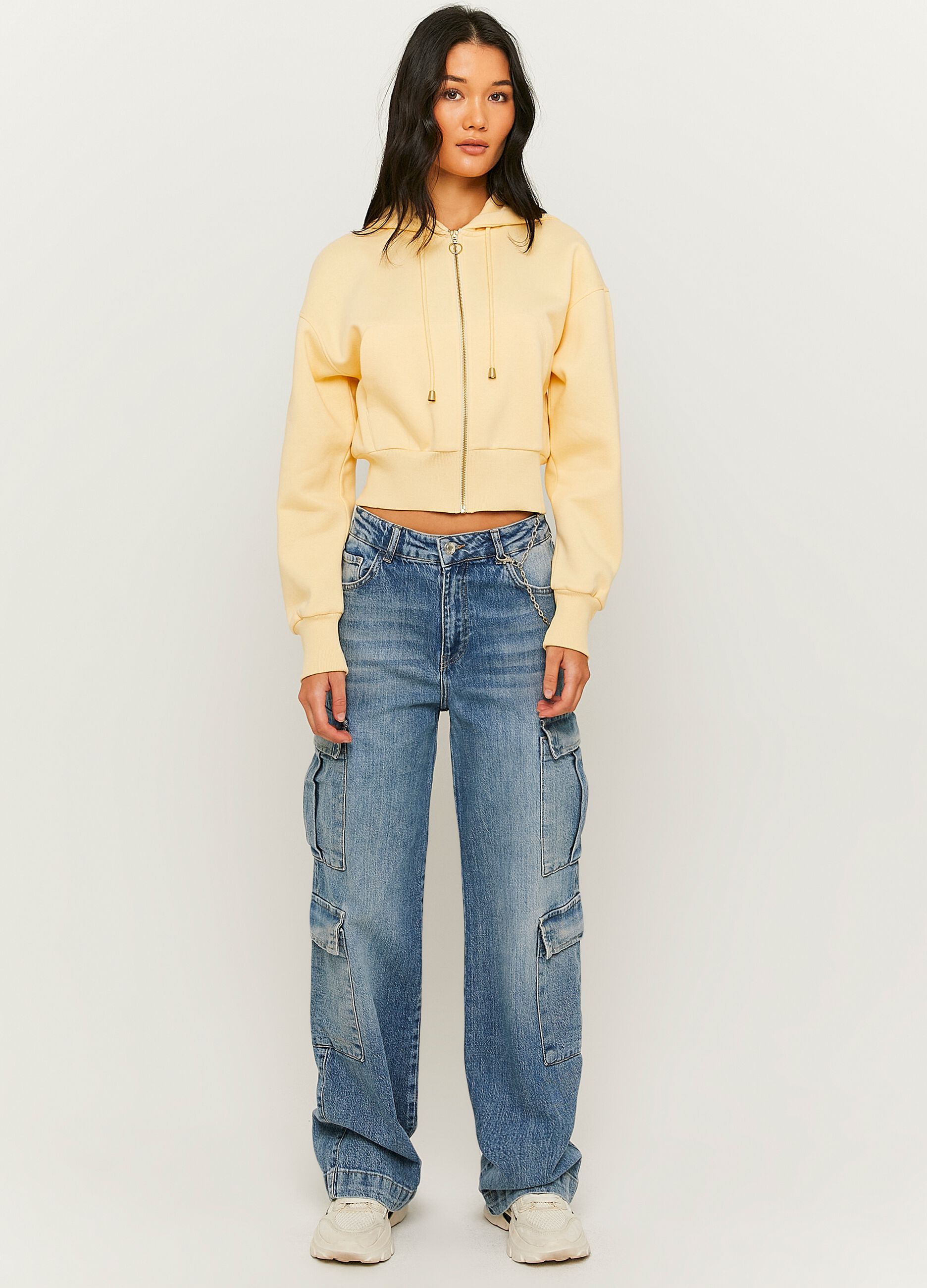 Ovs Felpa crop con cappuccio e zip