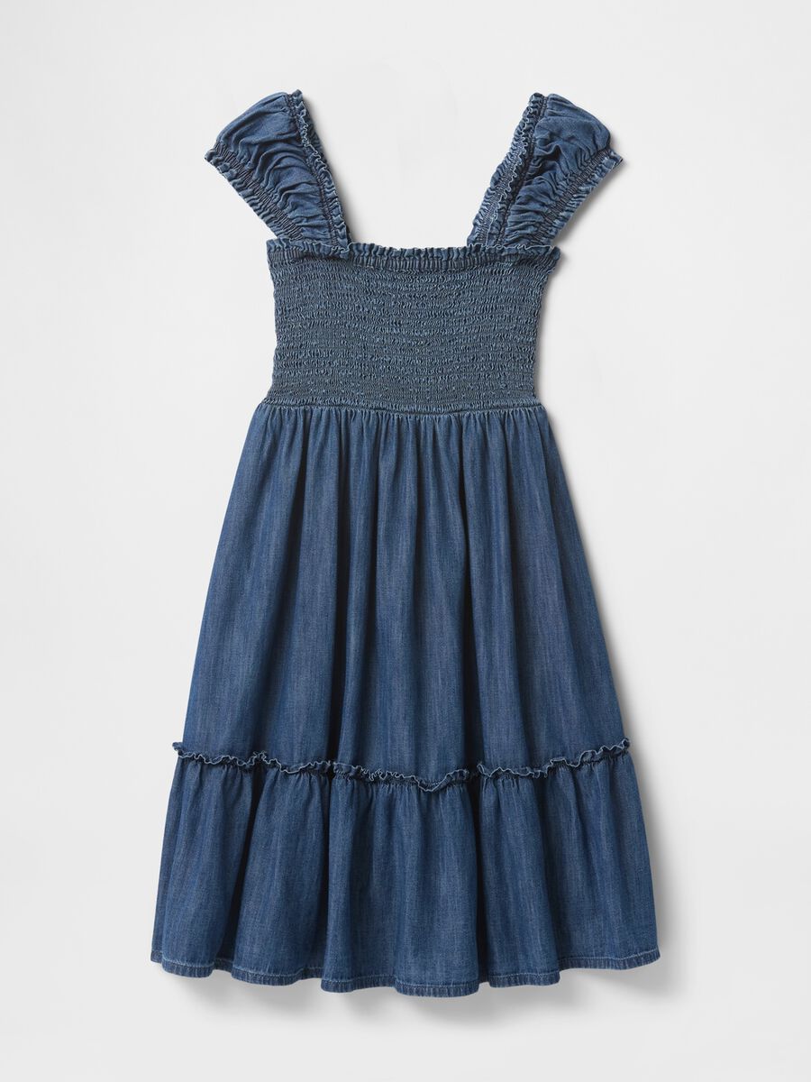Denim midi dress with ruched neckline GAP Kids_2