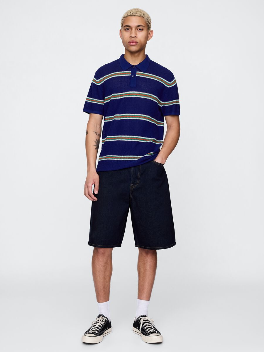 Blue striped cotton blend polo by OVS_1