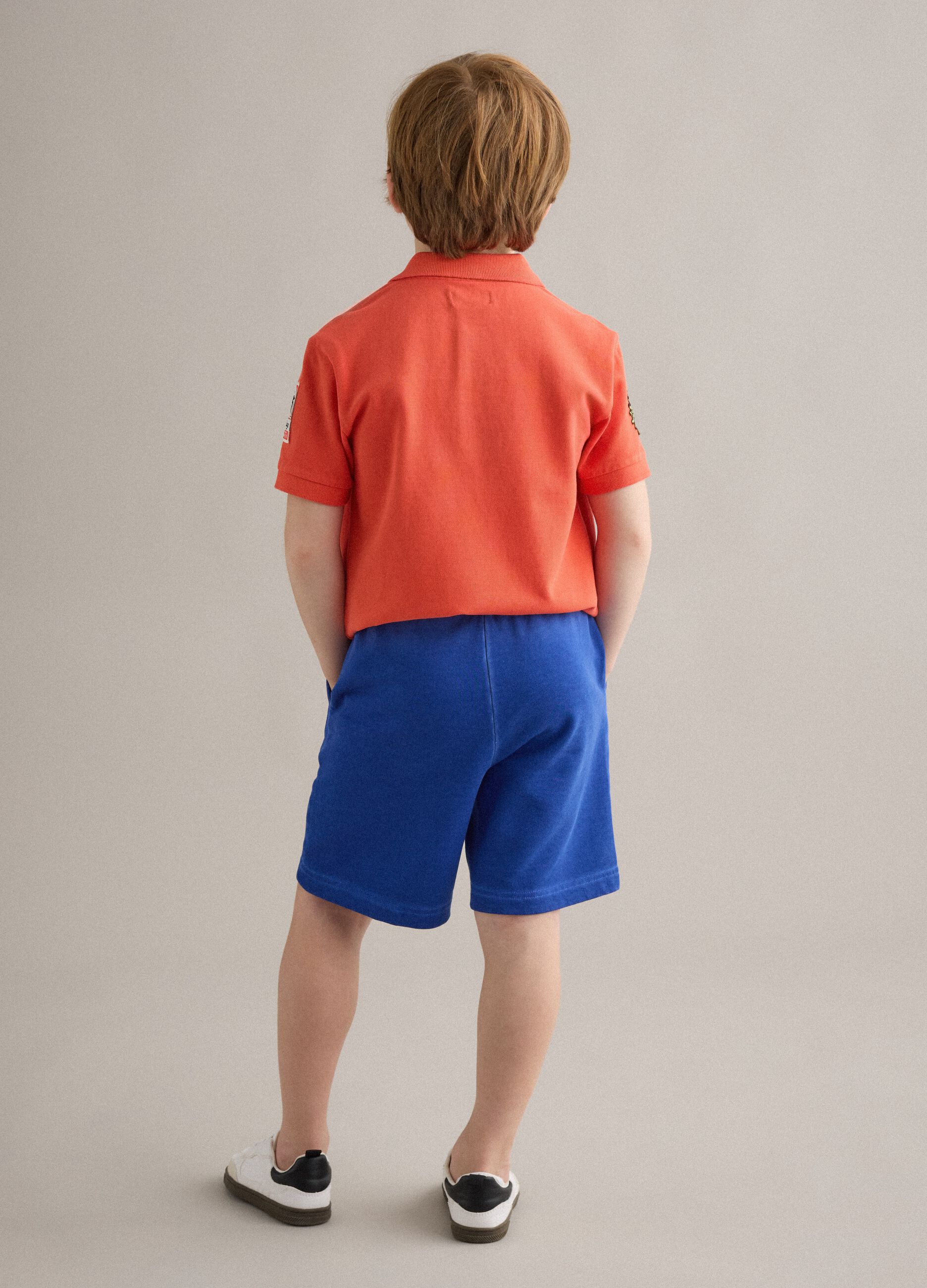 Boys&rsquo; blue 100% cotton cargo shorts &ndash; baggy fit