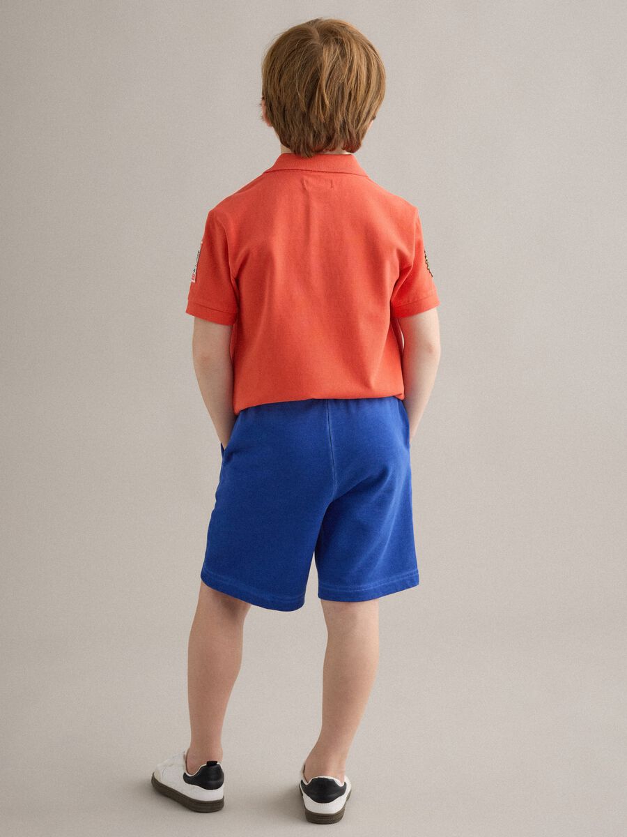 Shorts cargo in puro cotone blu da bambino baggy fit_1