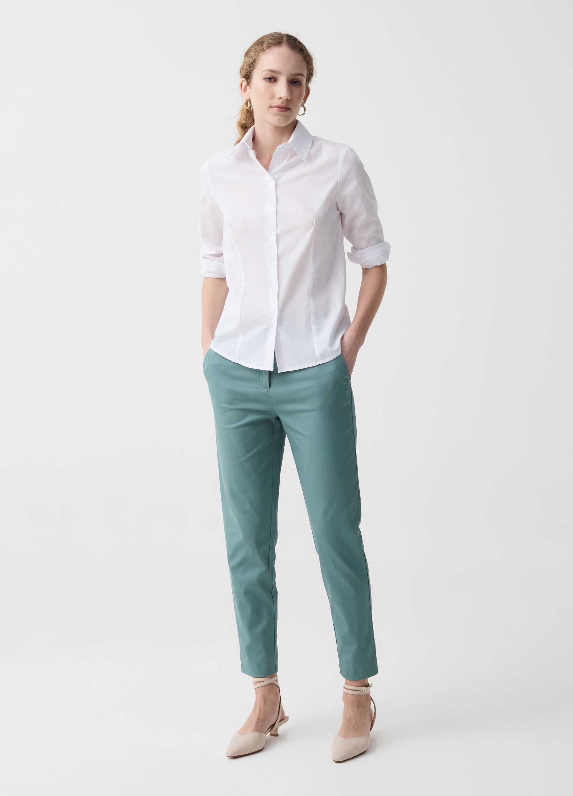 Cigarette trousers in stretch cotton