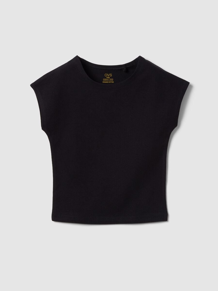 Girls' Black Stretch Cotton Slim Fit T-shirt_3