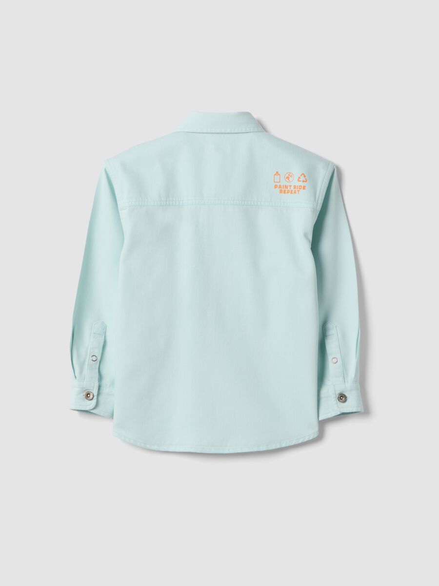 Camicia in misto cotone azzurra da bambino oversize fit_1