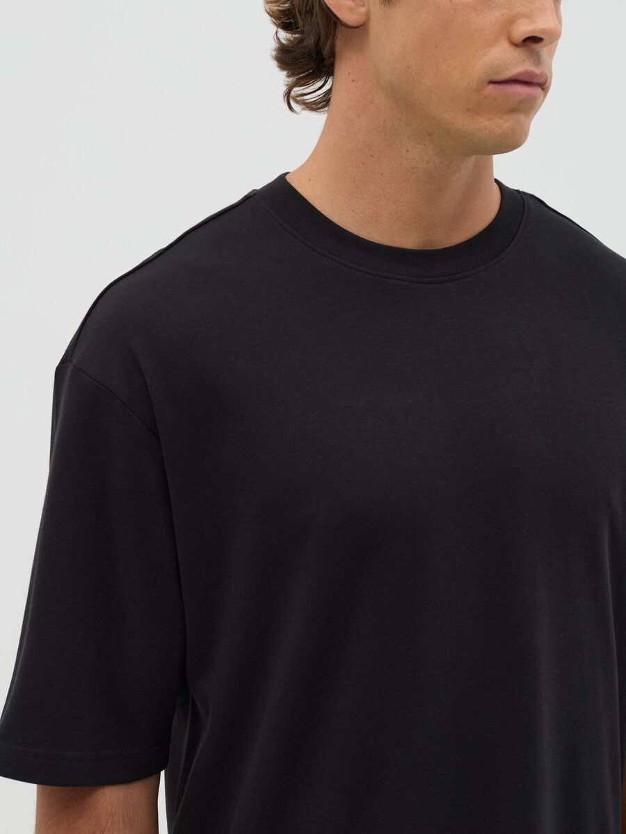 Black short sleeve cotton T-shirt_2