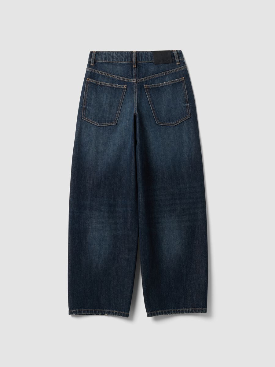 Blue balloon-fit pure cotton jeans_6