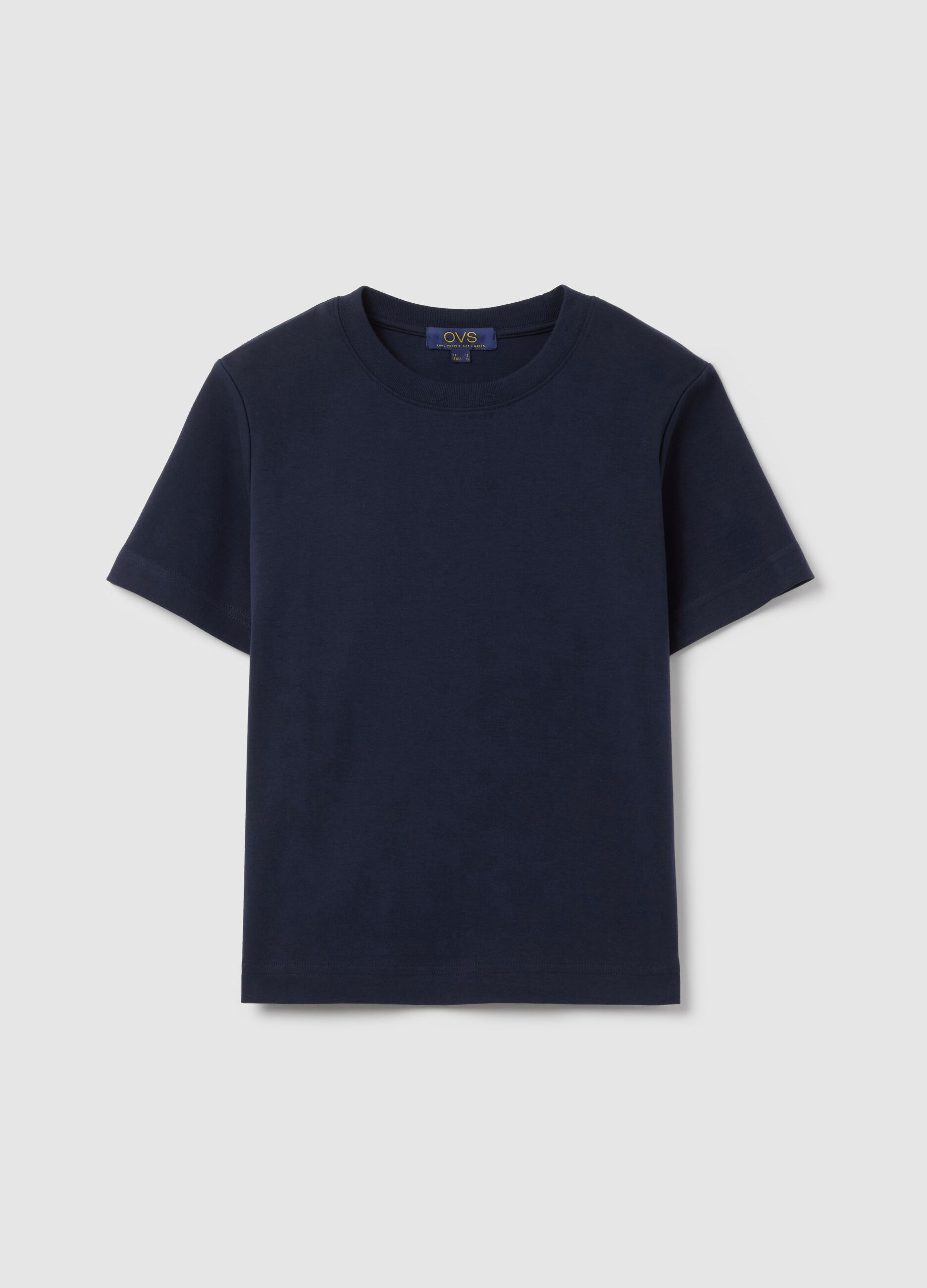 Solid colour T-shirt with round neck