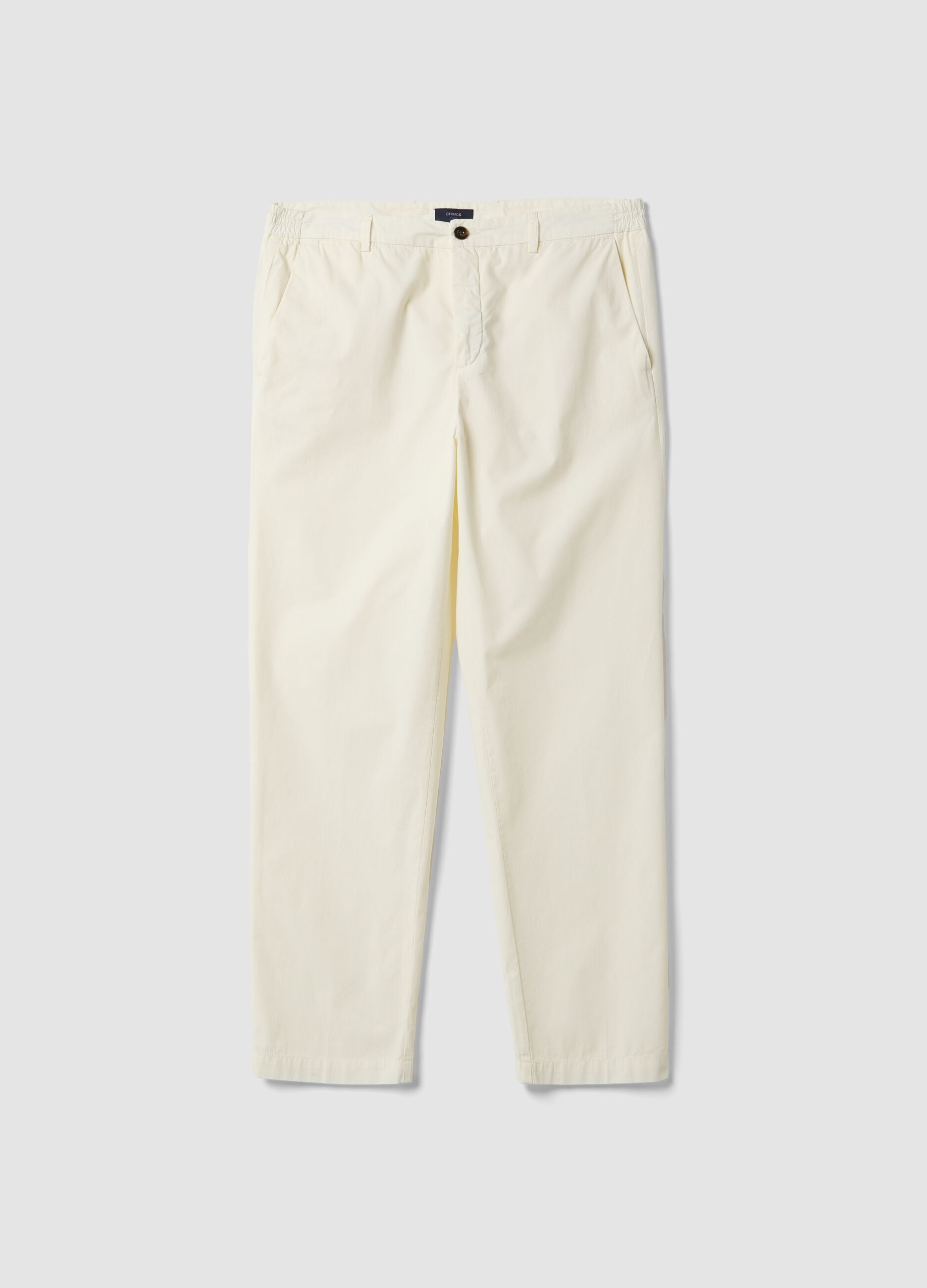 White cotton chino trousers, carrot fit