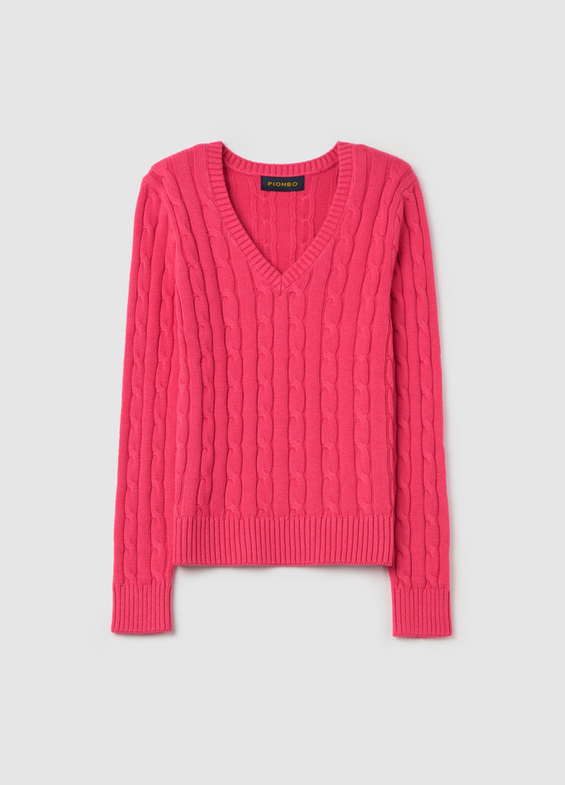 Cable-knit pullover with V neck