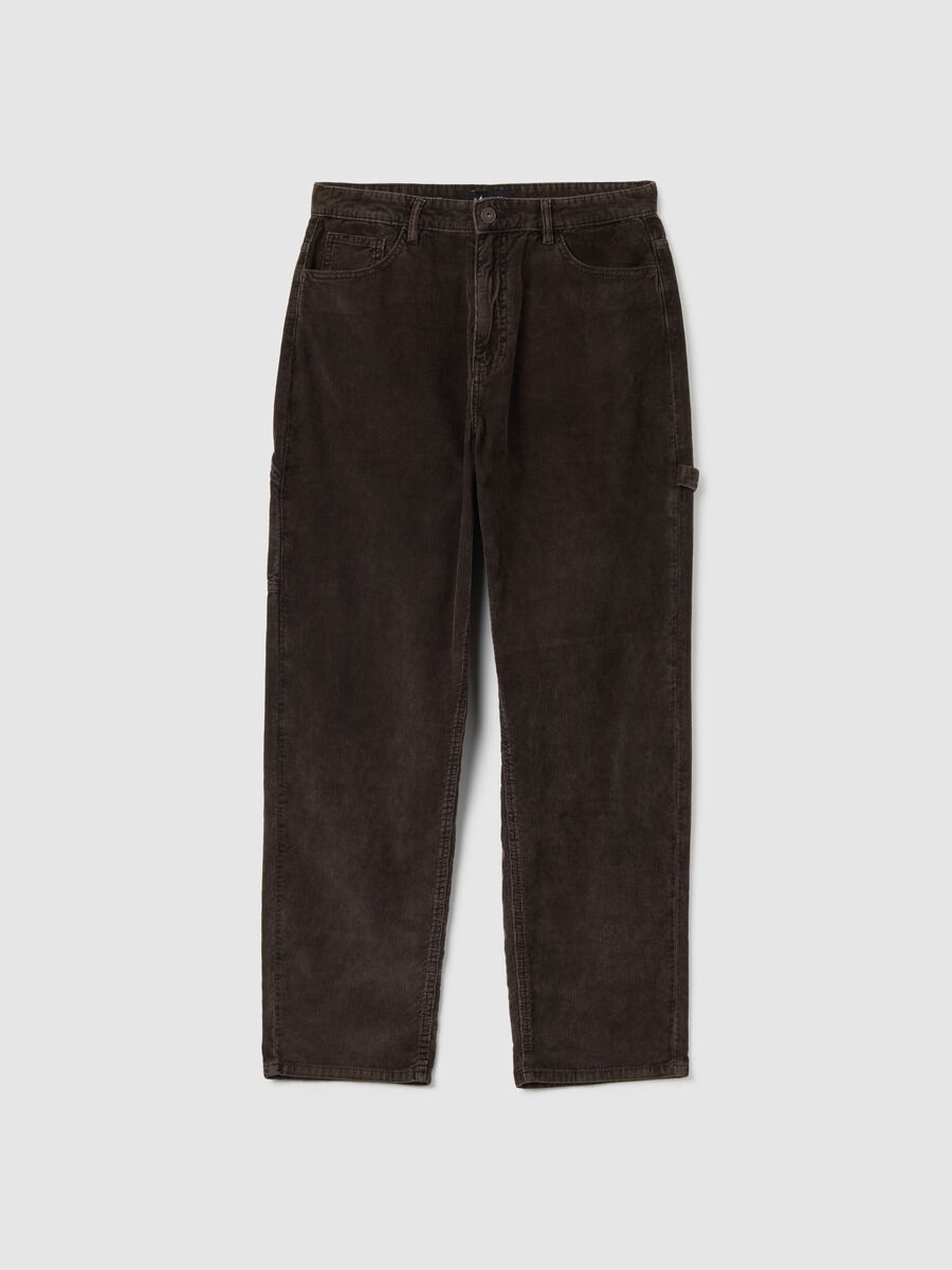 Pantaloni baggy in puro cotone marroni_4