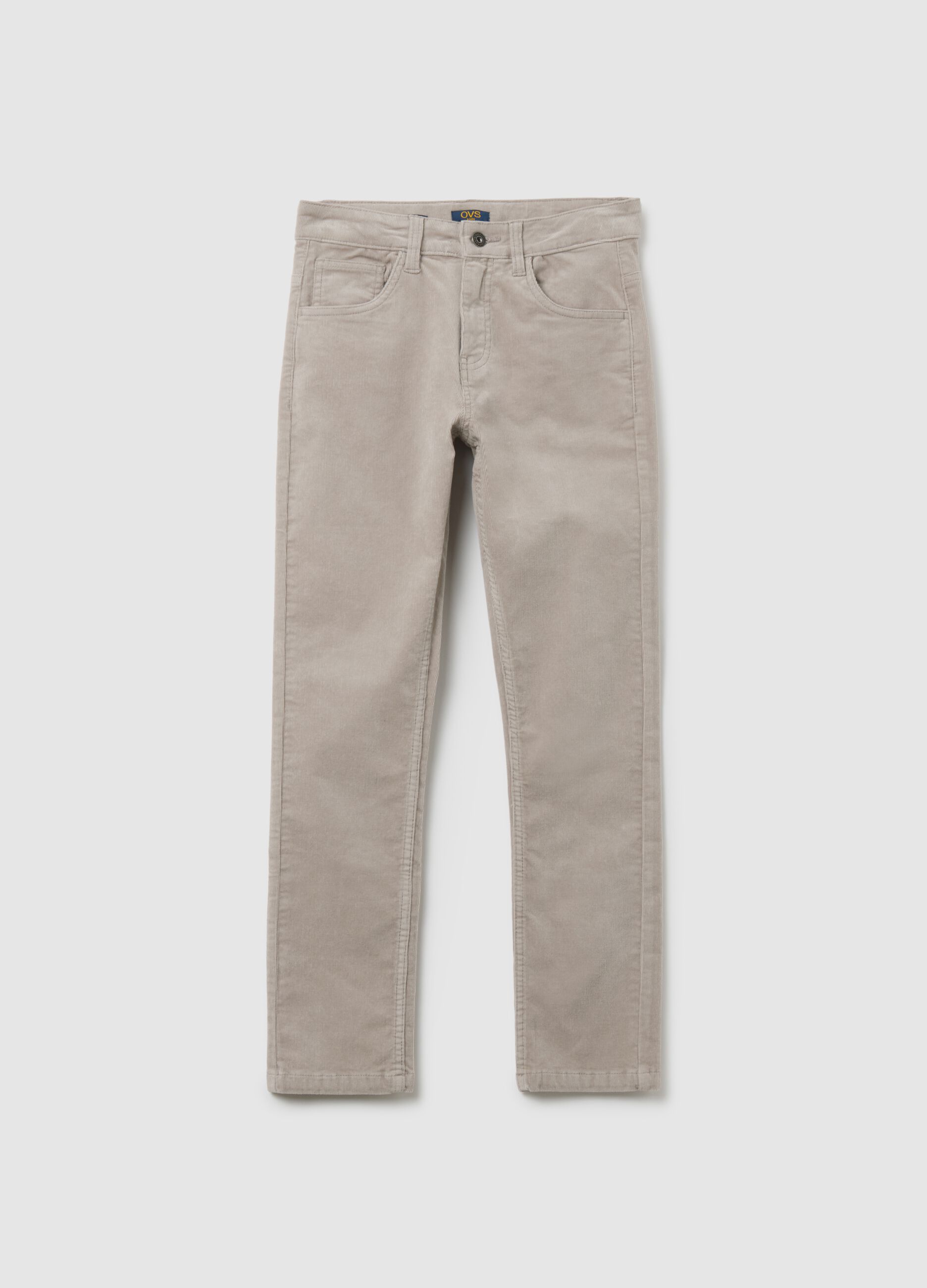 Boys' grey cotton blend regular fit trousers