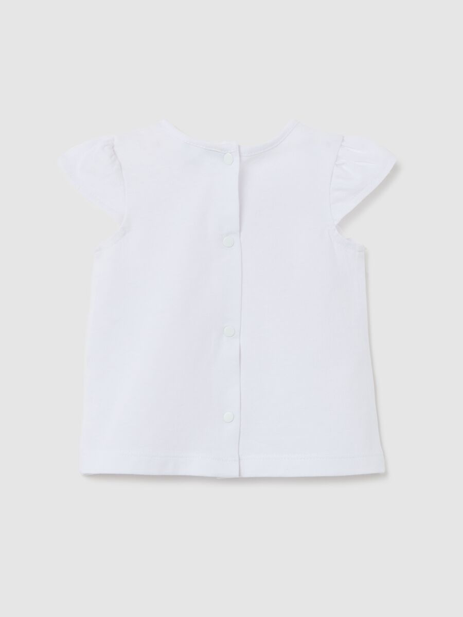White cotton T-shirt with small flowers print_1