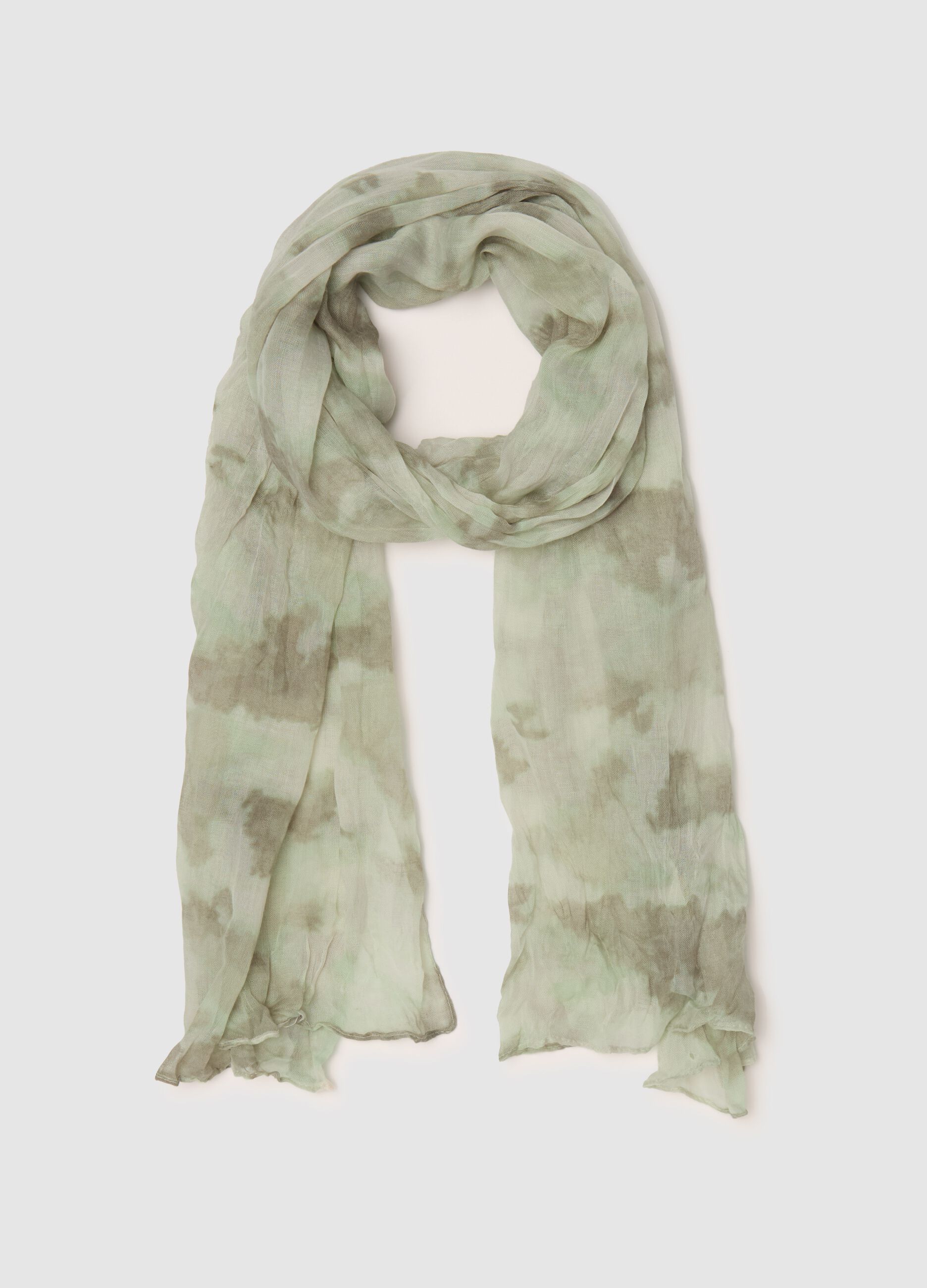 Crinkle-effect pashmina with patterned print