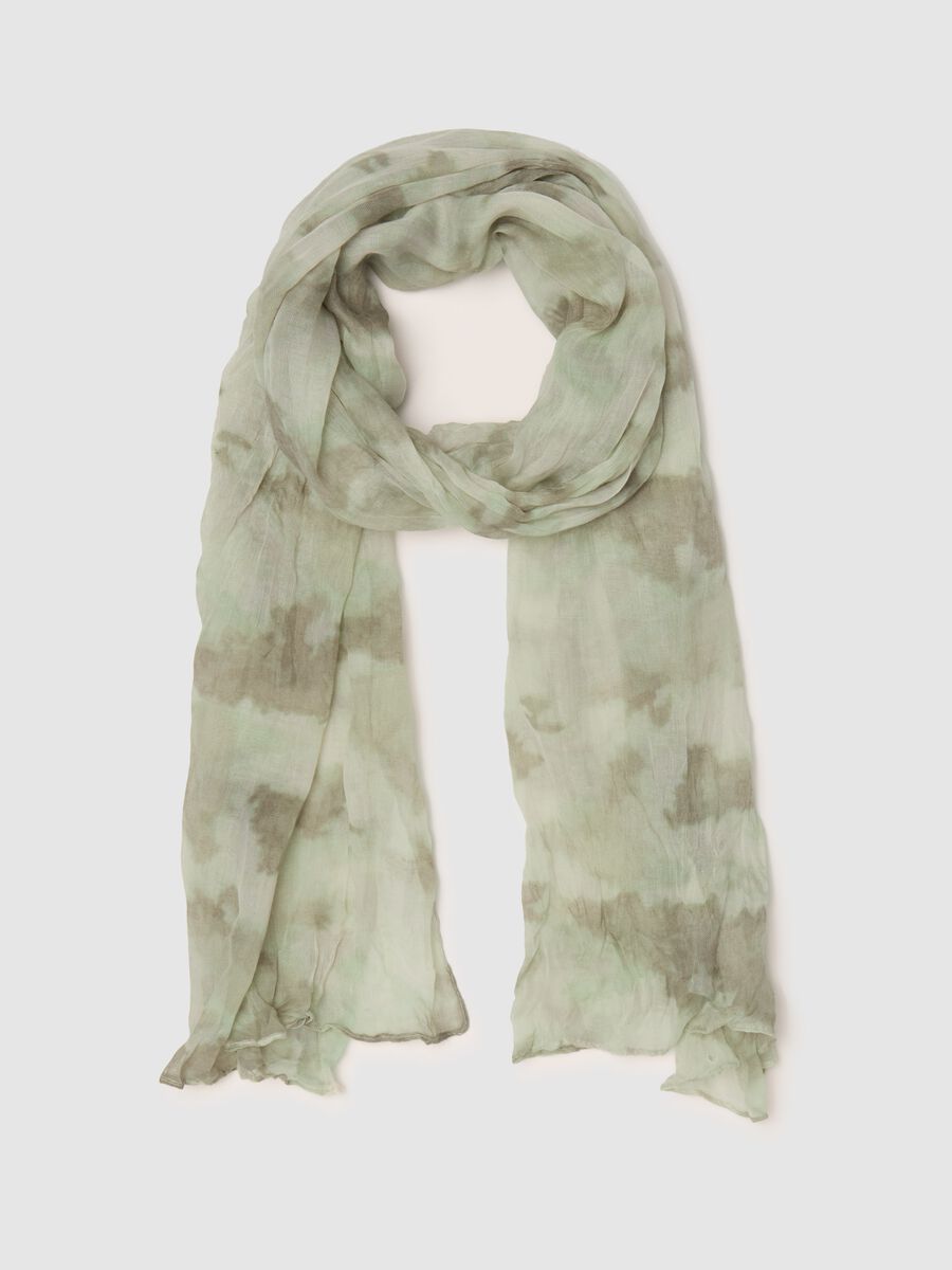 Crinkle-effect pashmina with patterned print_0