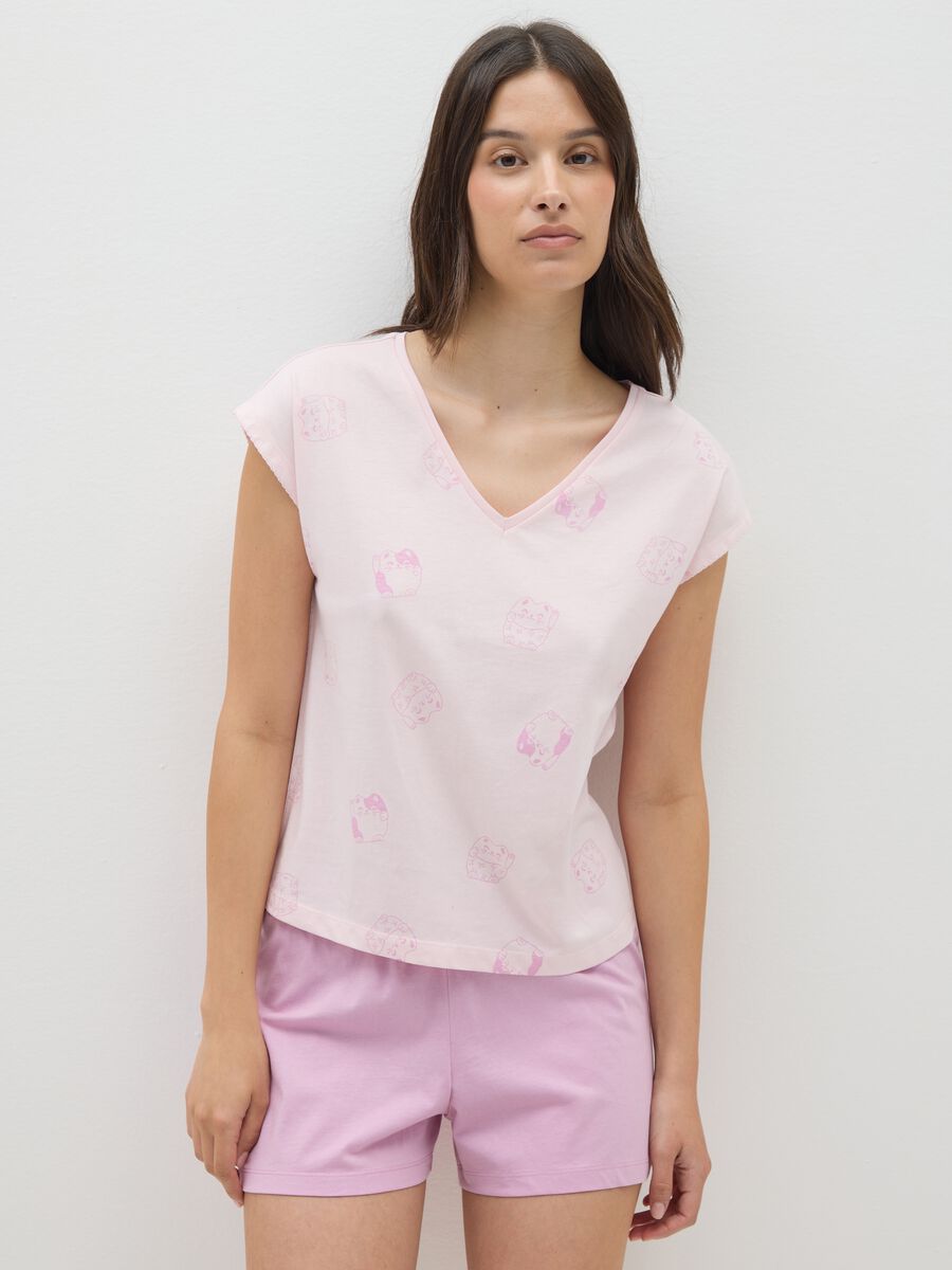 Set pigiama da donna in puro cotone rosa regular fit_1