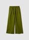 Green pure linen drawstring trousers, straight fit_0