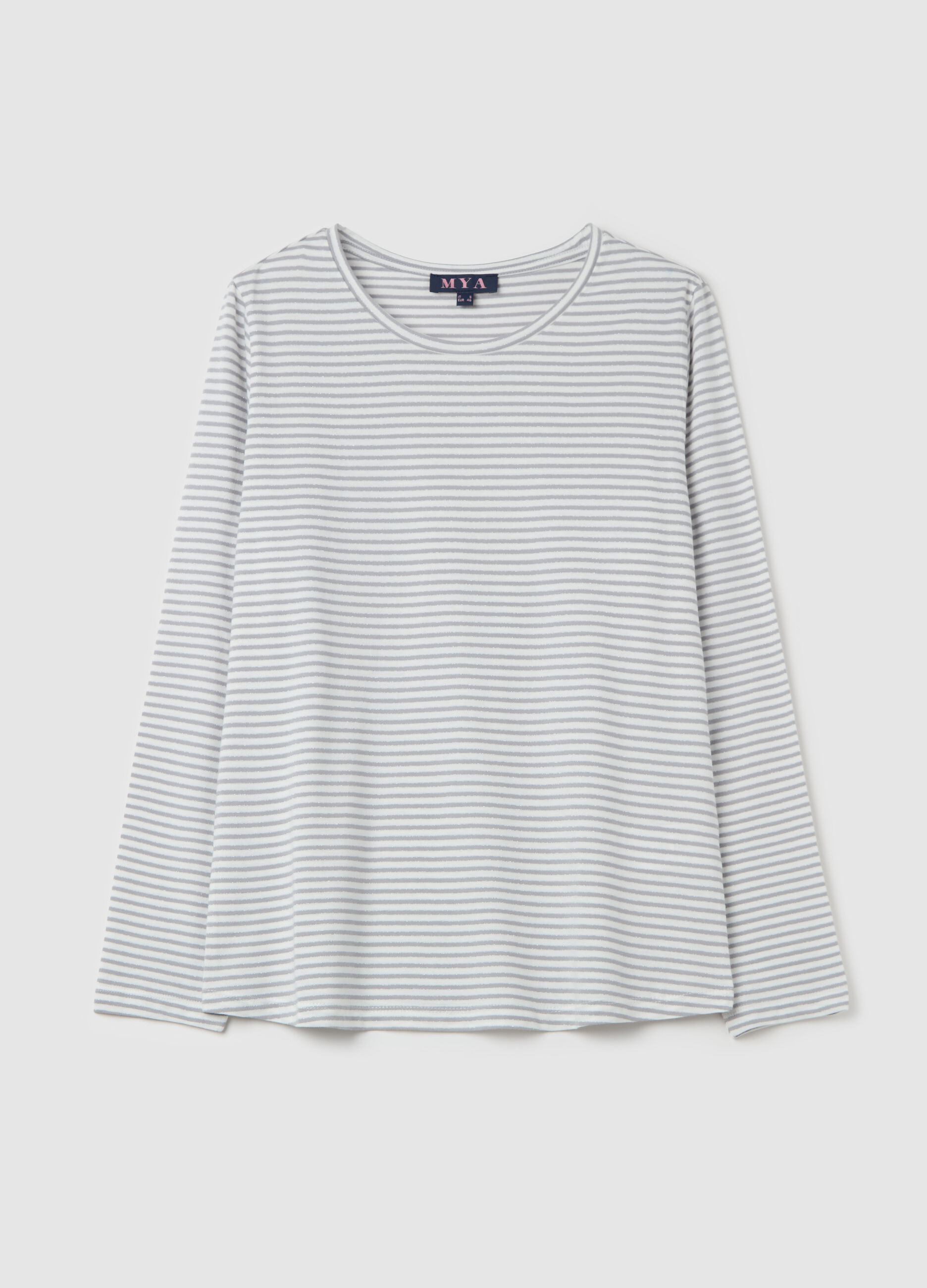 Curvy T-shirt in striped lurex