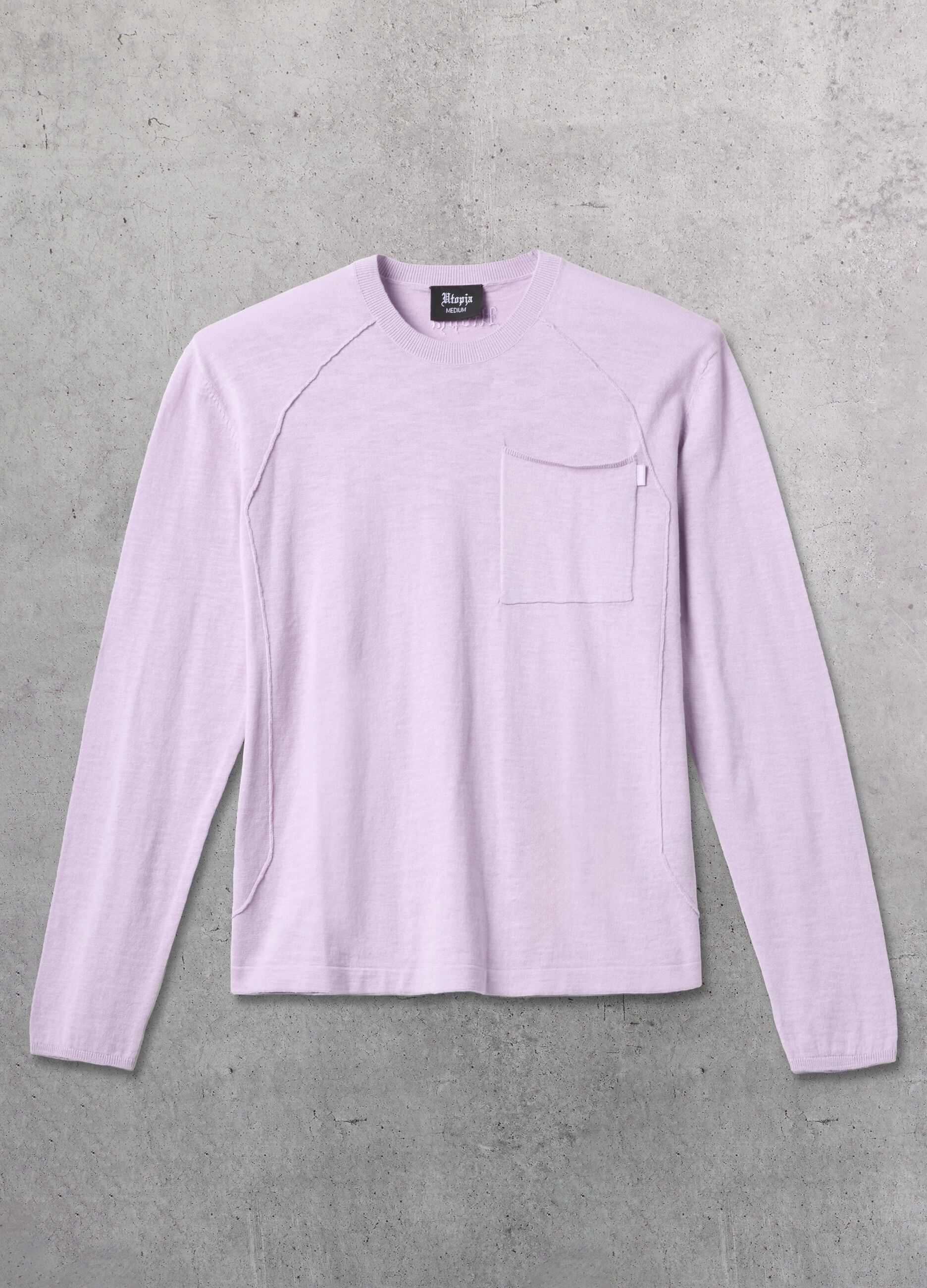 Pastel Lilac Knit Long-Sleeve T-Shirt