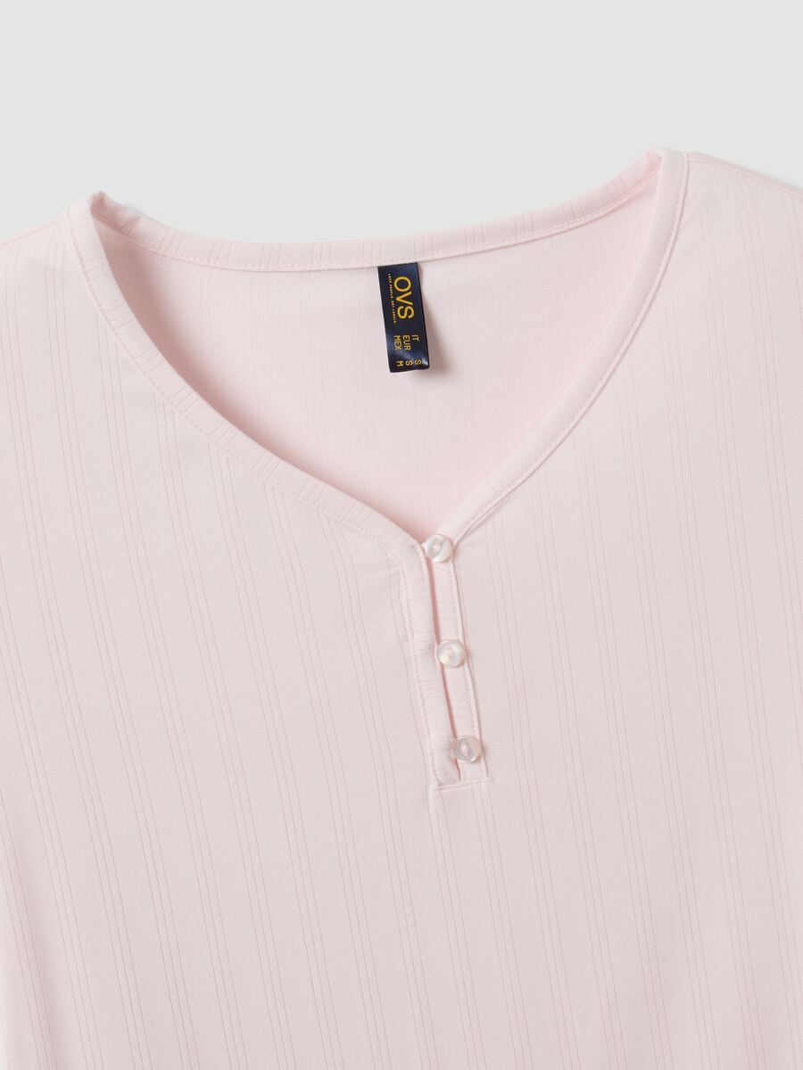 Pink stretch viscose pyjama T-shirt with V-neck_6