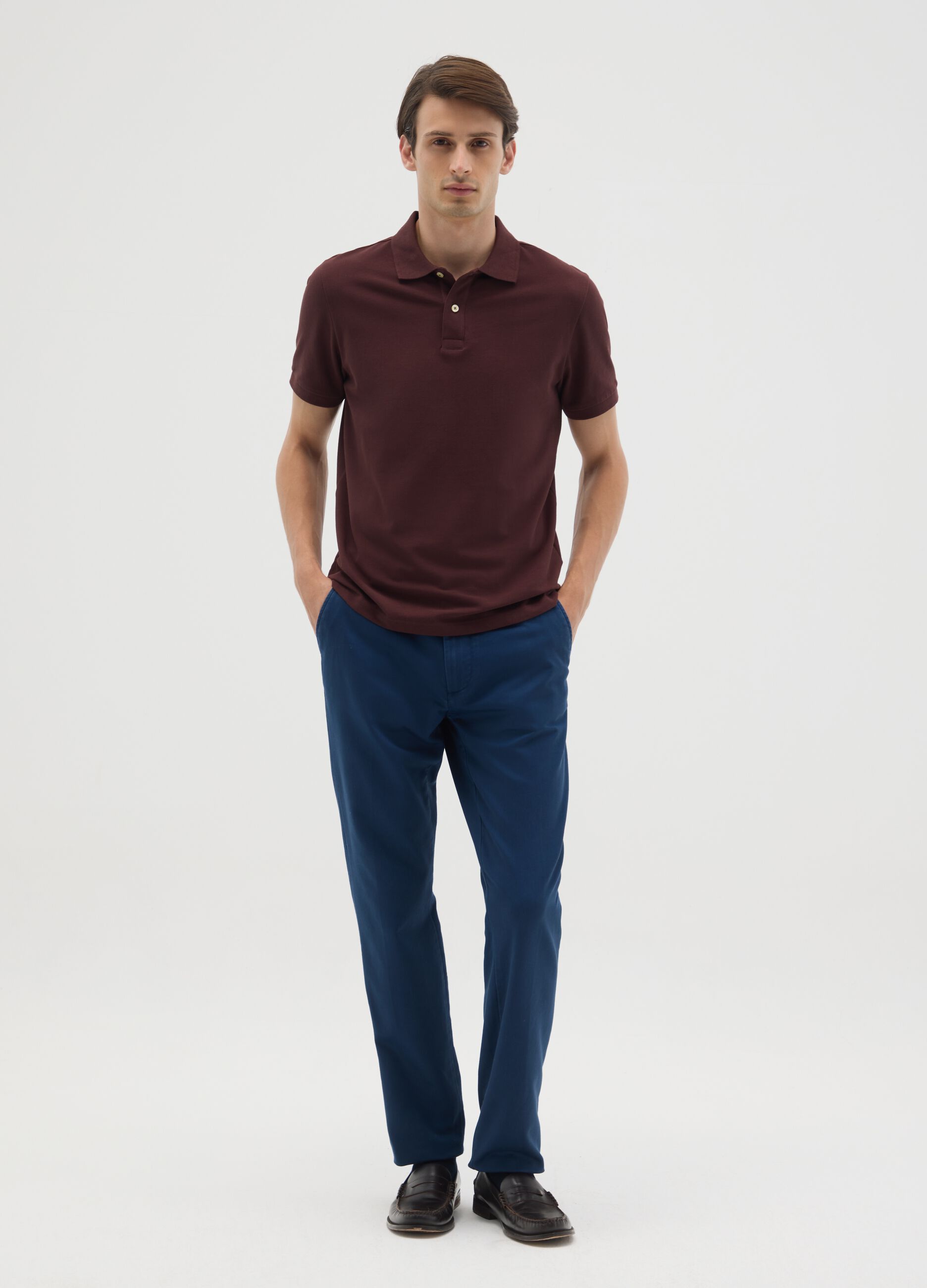 Blue cotton slim fit trousers