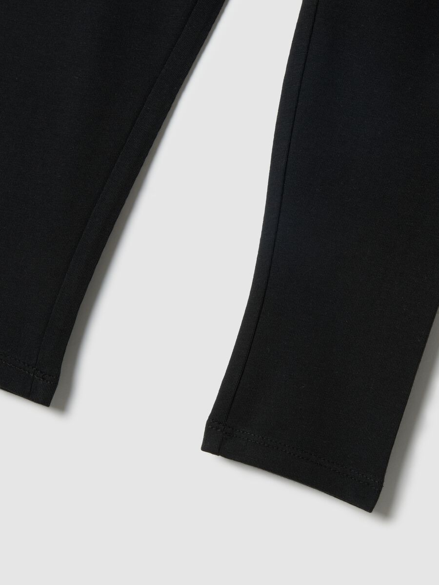 Girls' black stretch cotton slim fit leggings_3