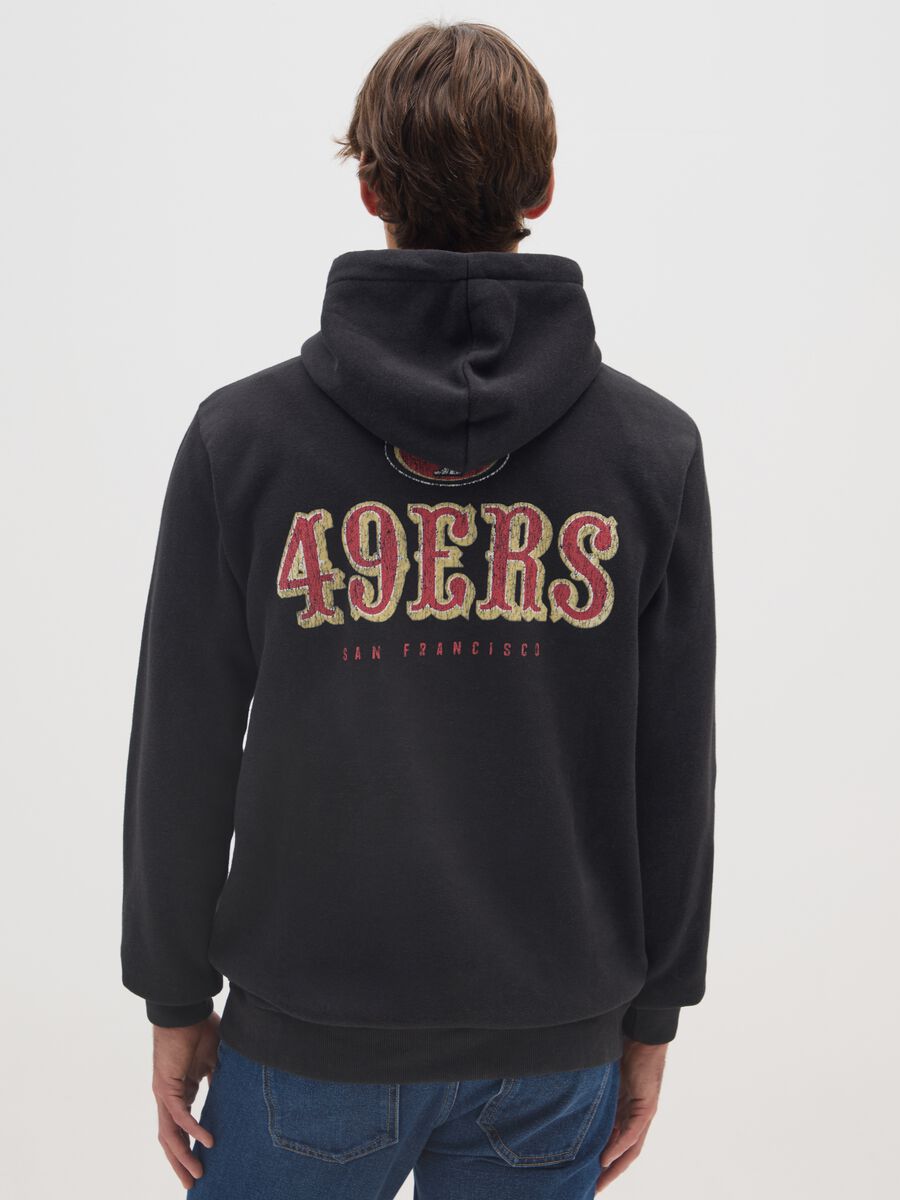 Black cotton blend hoodie with San Francisco 49ers logo_2
