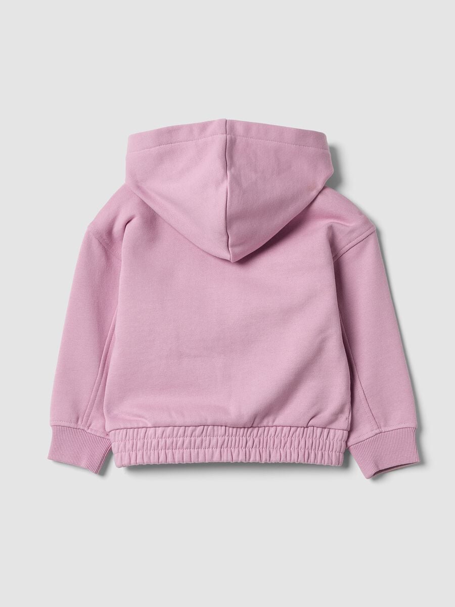 Felpa rosa con cappuccio in puro cotone organico over fit per bimba_1