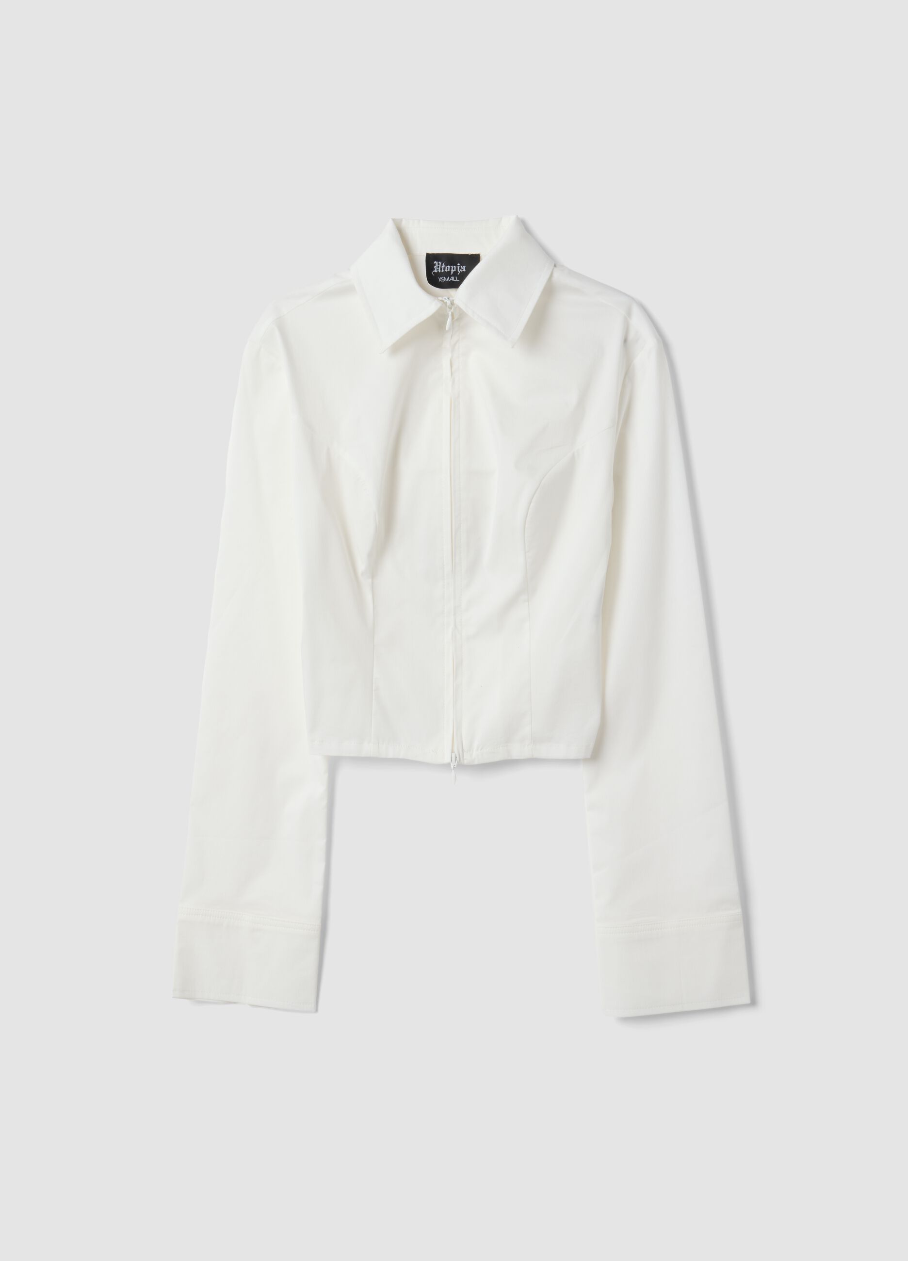 Fitted Full-zip Shirt White