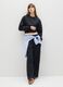Black Wide-Leg Cotton Blend Trousers_0