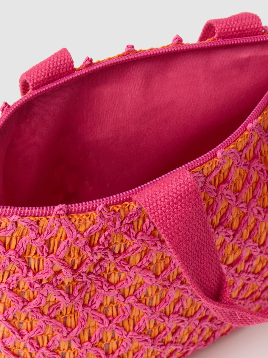 Maxi bag in raffia fucsia e arancione_2