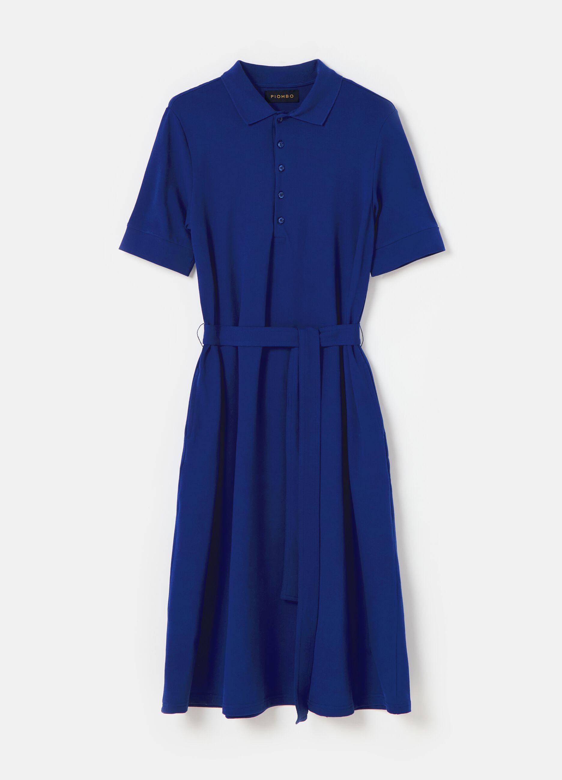 Polo shirt dress in piquet with belt