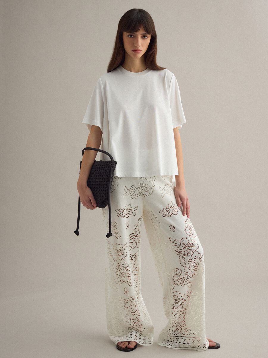 T-shirt a maniche corte in misto cotone bianca regular fit_2