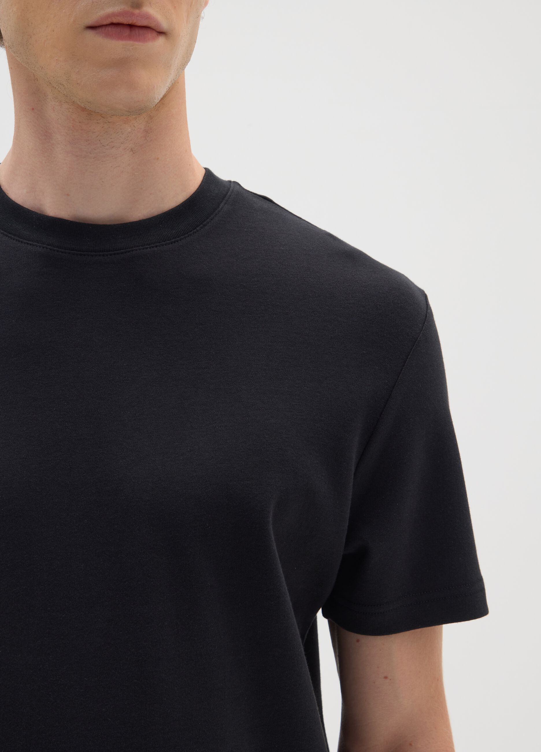 Black pure cotton regular fit T-shirt