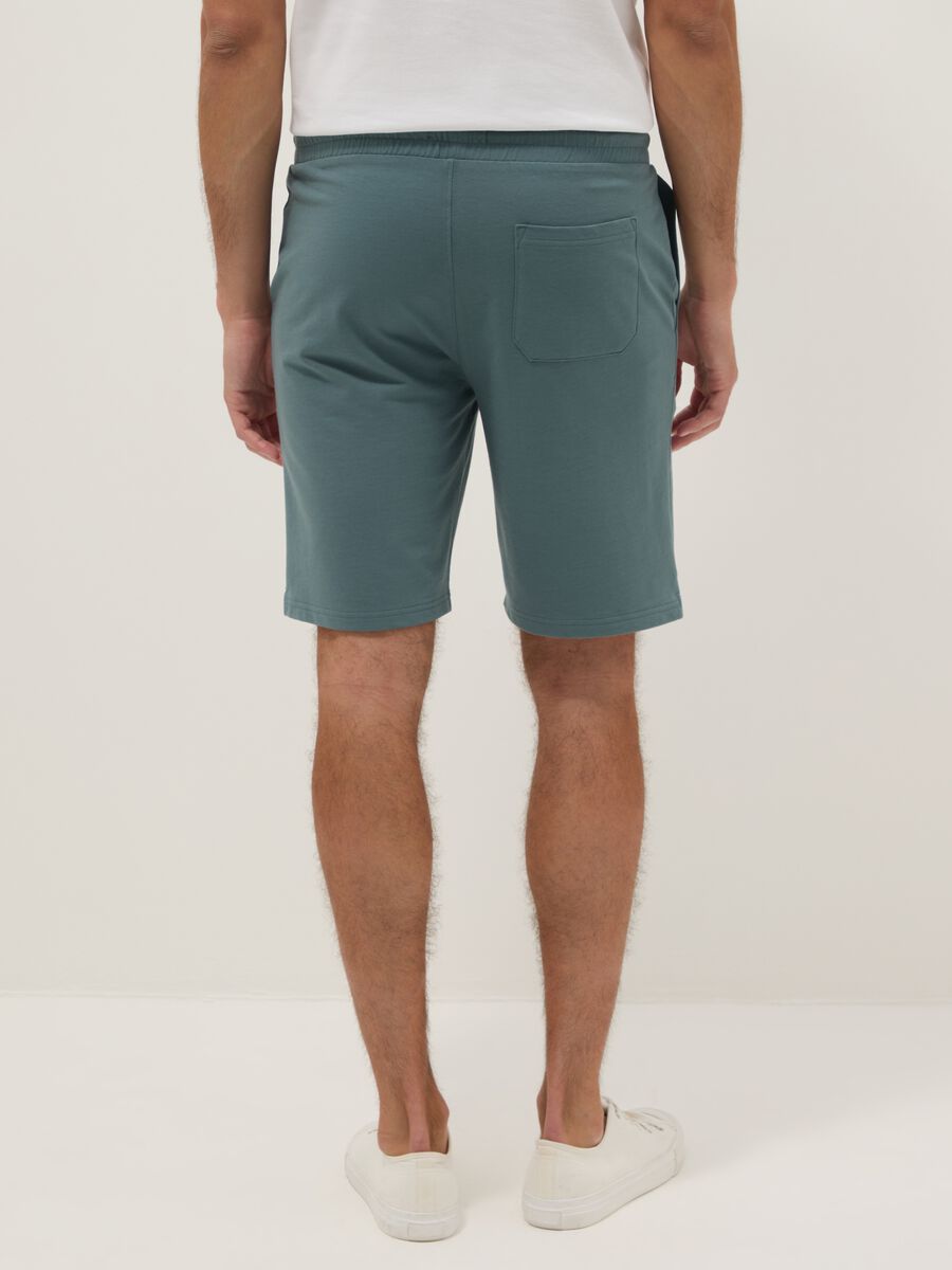 Regular Fit Light Blue Cotton Blend Bermuda Shorts_3