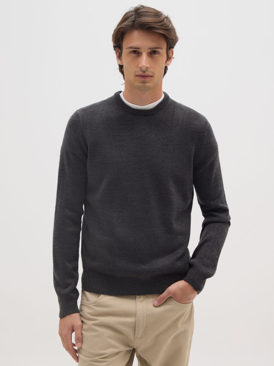 Grey Crew-Neck Sweater Regular Fit_0
