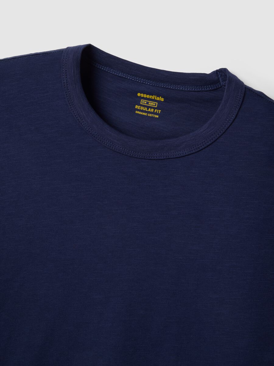Blue short sleeve pure cotton t-shirt regular fit_5