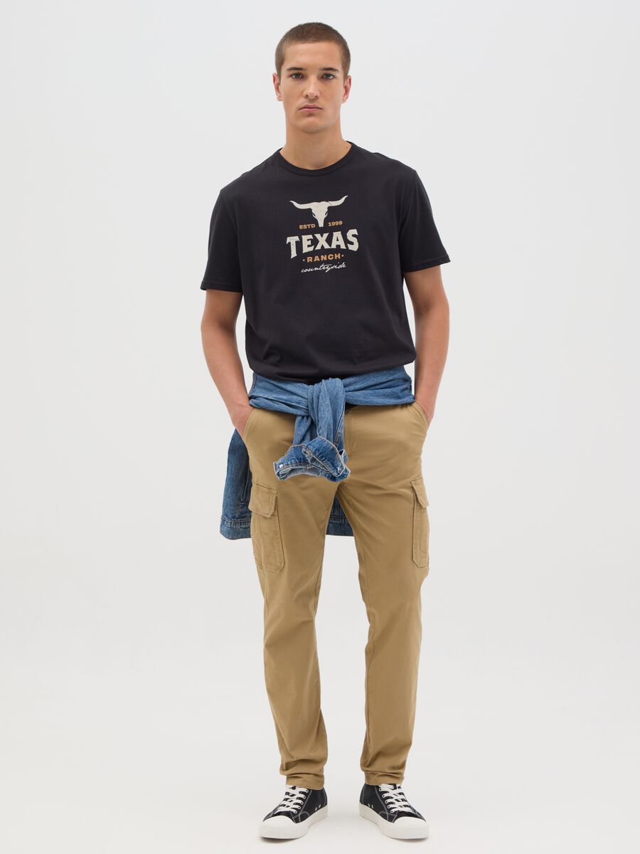 Black T-shirt with Texas Ovs print_1