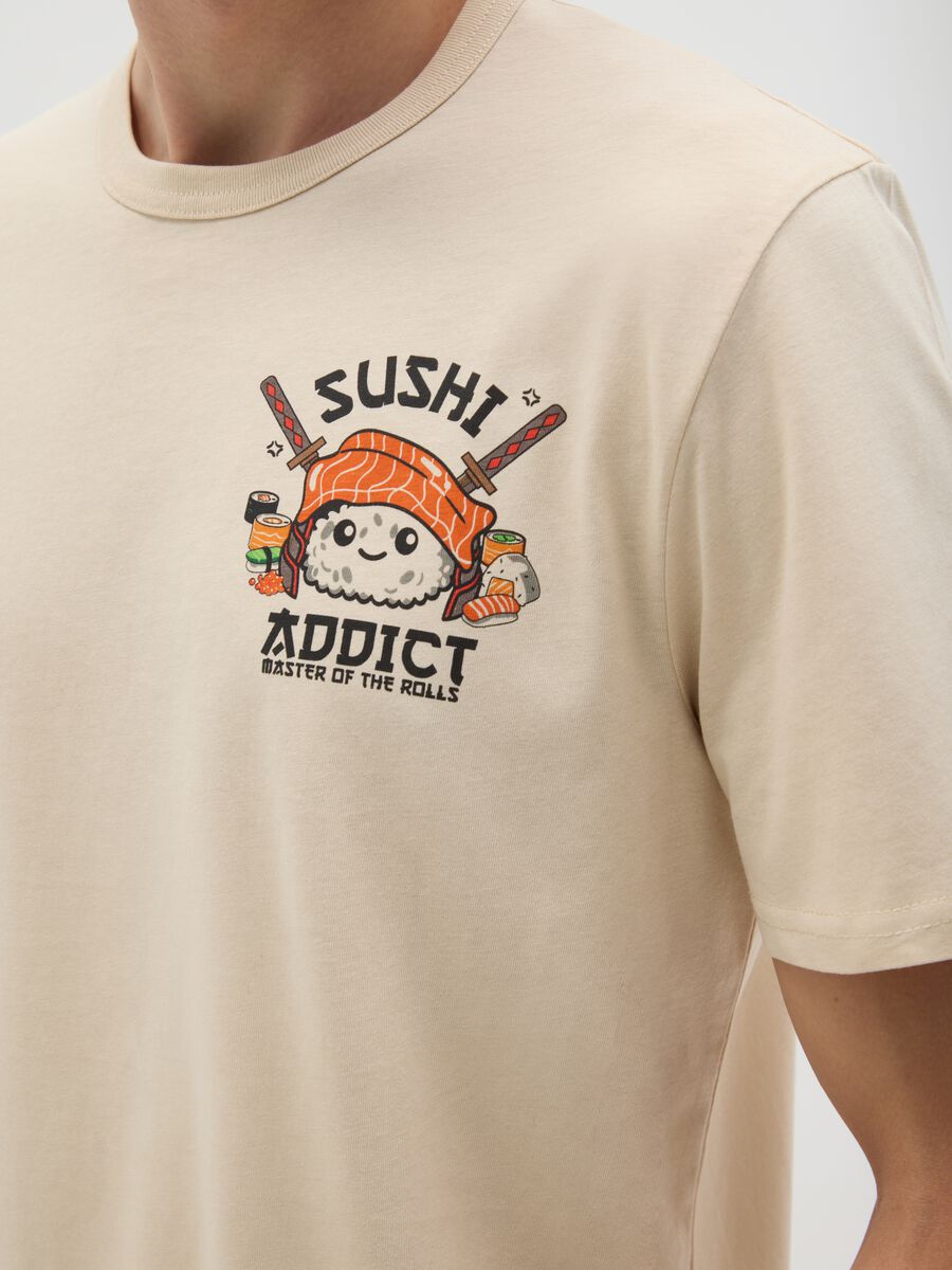 Beige regular fit pure cotton t-shirt_2