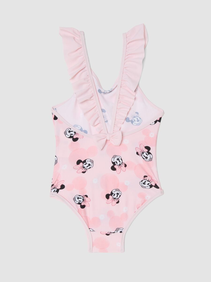 Costume intero rosa in tessuto elasticizzato con volant_1